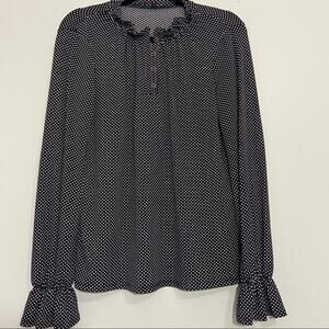 Adrianna Papell Polka Dot Bell Sleeve Blouse Black